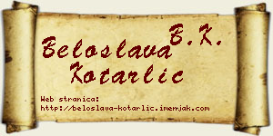 Beloslava Kotarlić vizit kartica